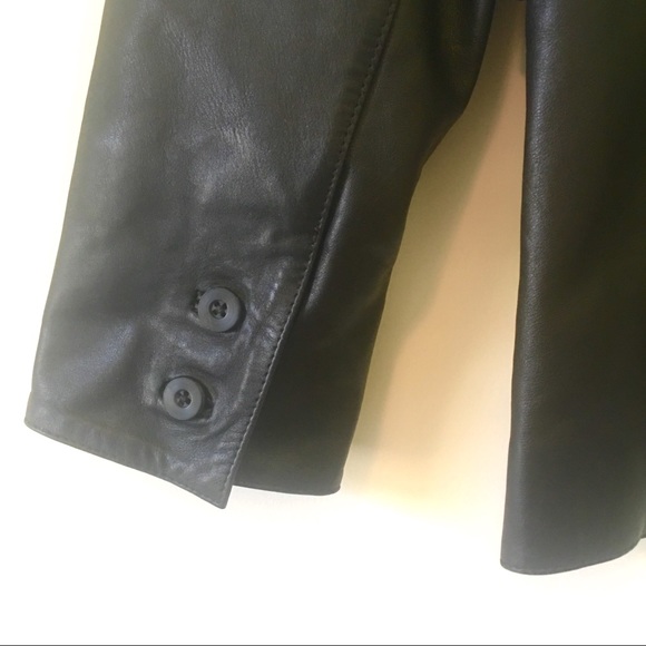 {GAP} 90s Vintage Black Leather Blazer - Picture 5 of 7
